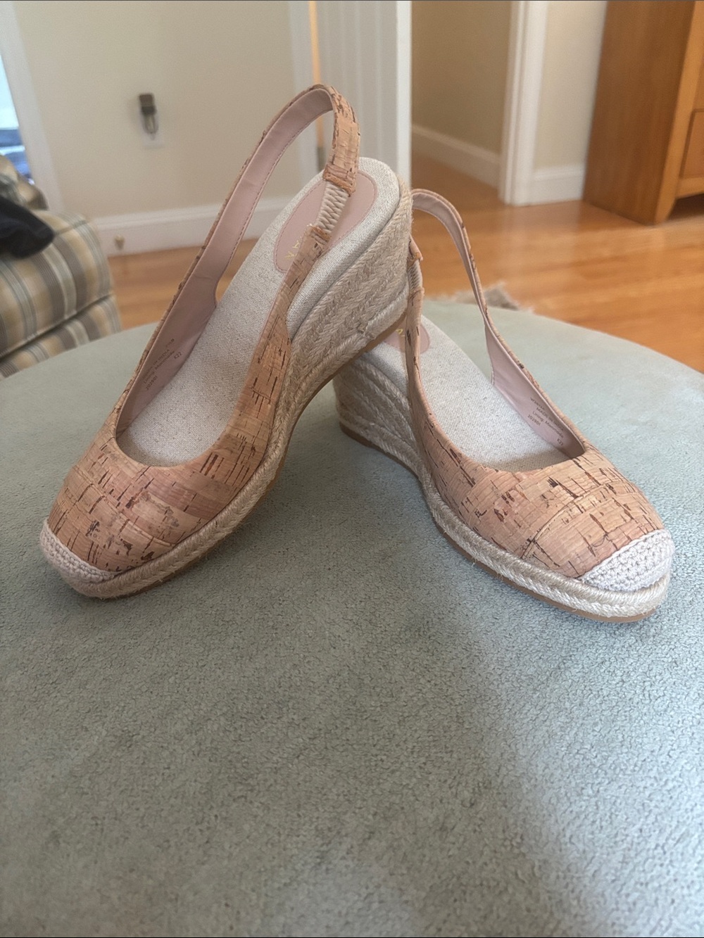 Cole Haan Cork Espadrille Wedge Slingbacks in Natural Tan